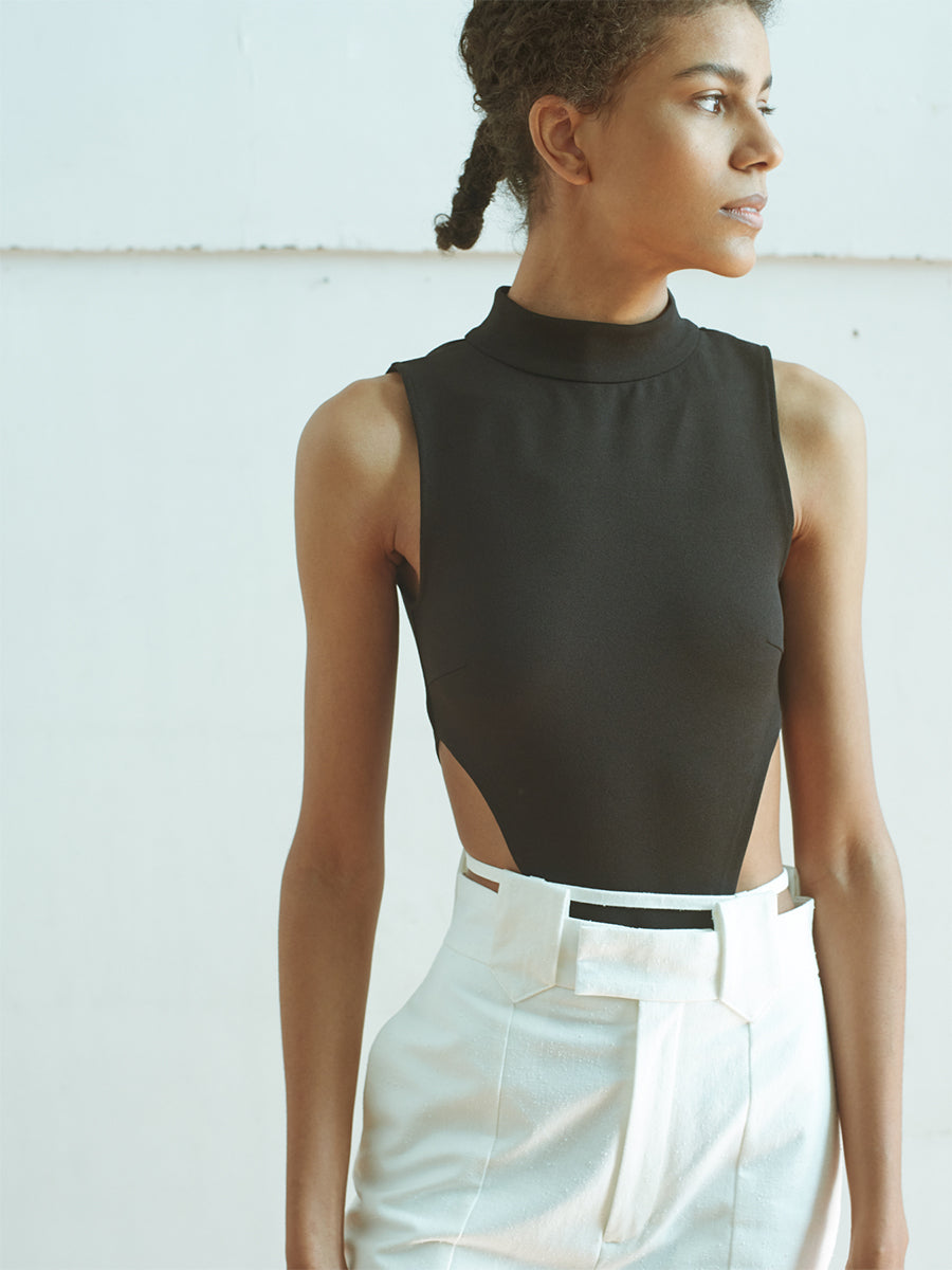 Teodoro Side Open Tank-top / Black