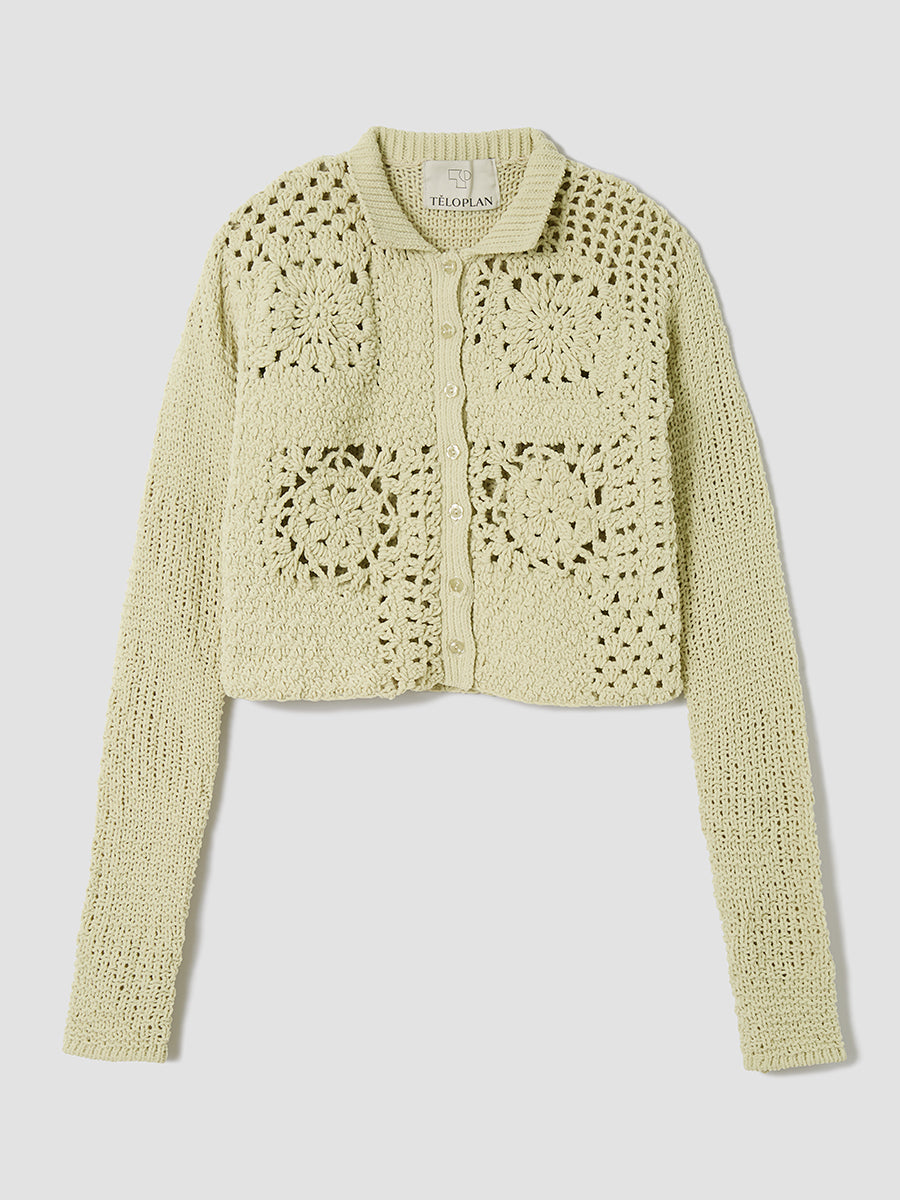 Jane Crochet Knit Top / Yellow